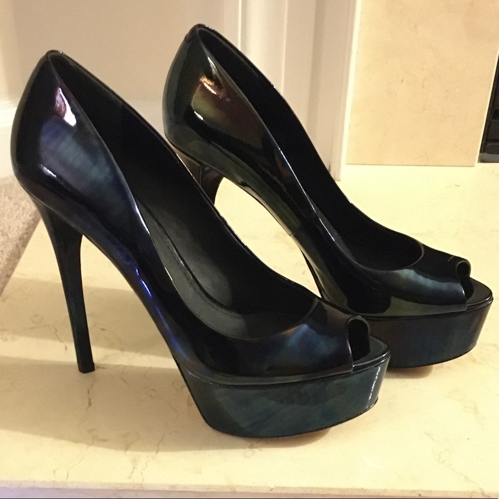 B. Brian Atwood NWT Bambola Oil Slick Peep Pumps